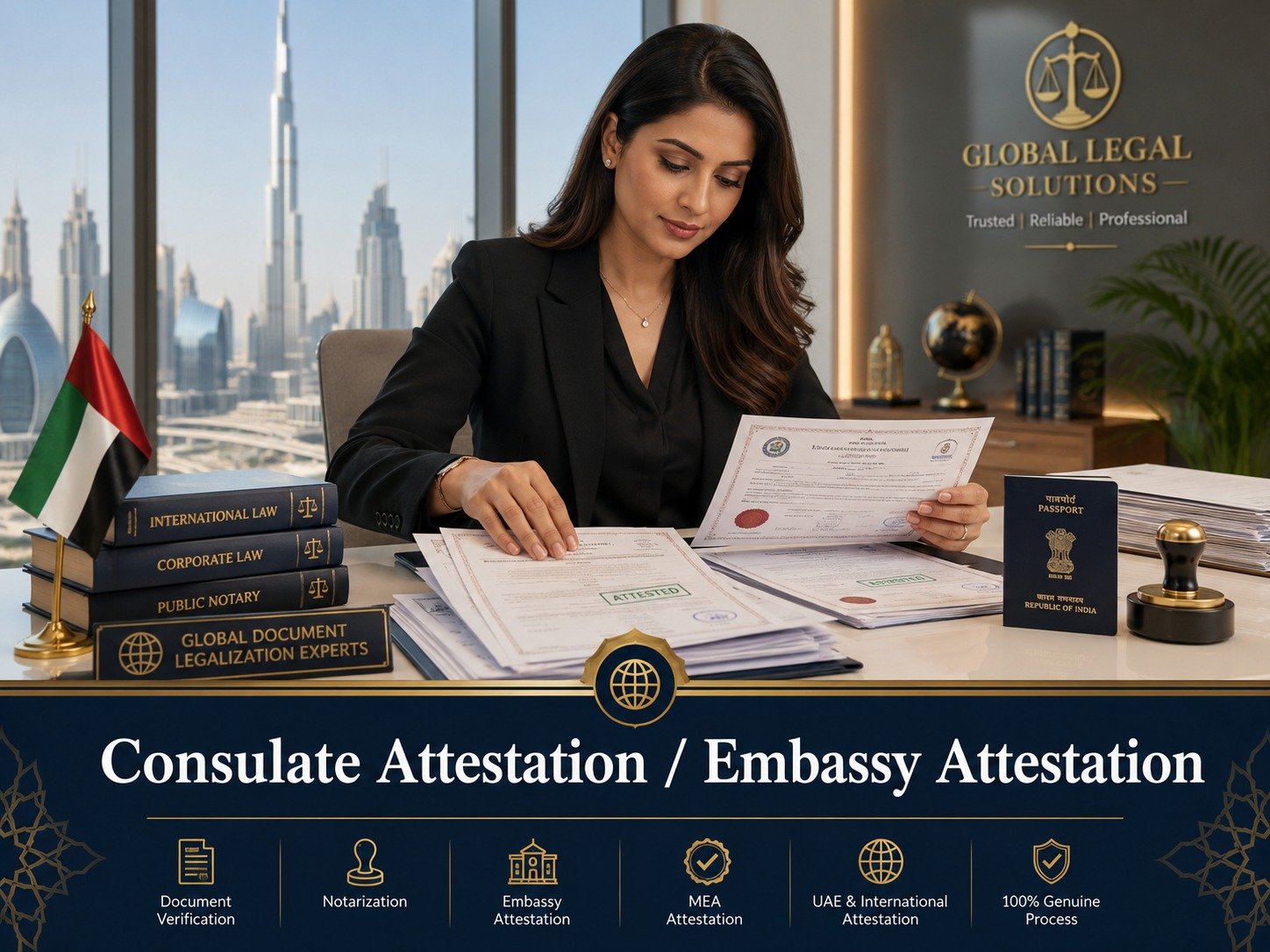 Embassy building exterior representing consulate attestation services in Dubai