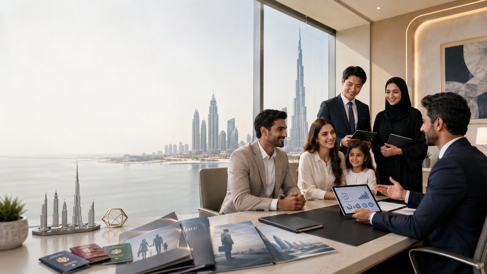 Dubai skyline with business district - Burj Khalifa and DIFC towers